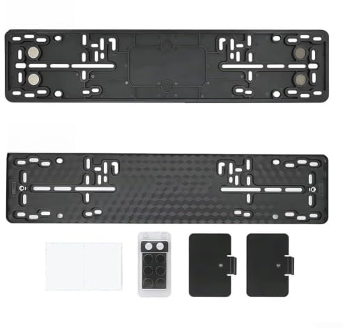 Kennzeichenhalter für Europäische Nummernschilder 520x110mm, KFZ Halterung mit Mehrfach-Bohrbild, Robuster Flexibler Kunststoff Rahmen Schwarz, Einfache Montage Ohne Bohren für US-Fahrzeuge(4 magnets)