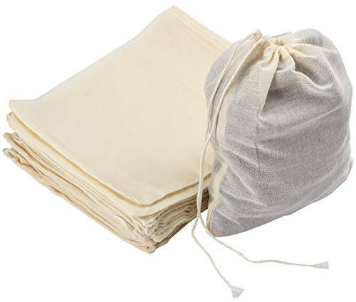 Irich 30 Pack Cotton Muslin Bags, Reusable Mesh Bags with Drawstring - 100% Organic Muslin Bags for Store Spices, Crafts, Soap or Slag Filtration, Soaking Medicinal Liquor (15 * 20 cm)