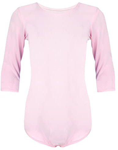 Aquarti Mädchen Body 3/4 Arm Ballett Trikot, Farbe: Rosa, Größe: 116
