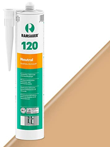 RAMSAUER 120 Neutral (Buche) - 310ml Kartusche, Silikon Dichtstoff zur Versiegelung von Einscheiben-, VSG-, & Isoliergläsern, haftet auf Holz, Glas, Metall, witterungsbeständig, elastisch