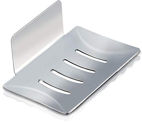 HONZUEN Selbstklebende Seifenhalter, Edelstahl ohne Bohren, Badezimmer und Küche, Abflussseife, Schwammhalter für Lagerung, Pinsel (Silber)