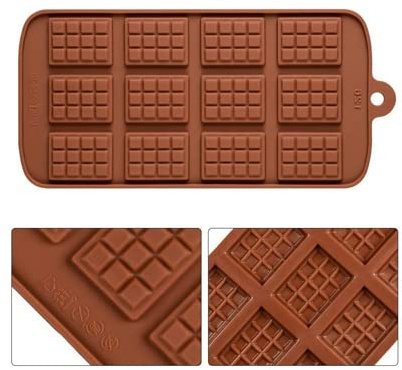 Selecto Bake Small Silicone Chocolate Bar Mould, Mini Chocolate Bar Moulds, Candy Chocolate Making Mold, 12 Cavity Small Break Apart Cake Decoration Cubes DIY Baking Molds Candy Bar
