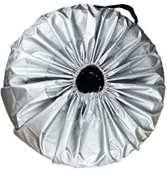 Buwei 1 pièces Housse de Pneu Voiture Argent Tissu Housse de Pneu de Secours Sacs de Rangement Transporter Pneu pour Voitures Housses de Protection de Roue 4 Saisons