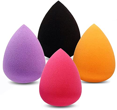 Makeup Sponge Blender Set of 4 - Non Latex, Soft, Multi-colored Foundation Blending Sponges for Cream, Powder and Liqui