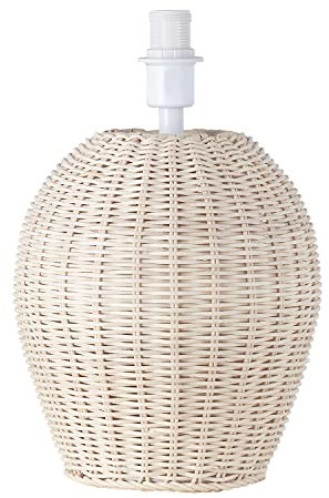 Happy Homewares Traditional Classic Design Natural Light Brown Woven Rattan Table Lamp Base with White Cable and Inline Rocker Switch | 1 x E14 60w Maximum | 30cm Height