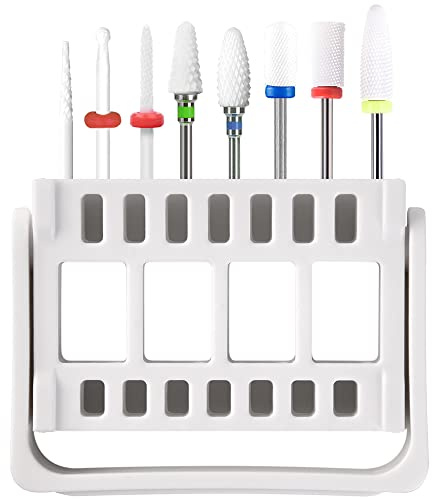 KADS Set di 8 Punte Trapano Unghie in Ceramica e 16 Fori Bracket