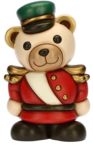 THUN - Natale 2022 - Soprammobile Teddy Schiaccianoci in Ceramica Decorata a Mano, Versione Maxi - Idea Regalo Natale 2022-21.8x17x 34.8 cm h