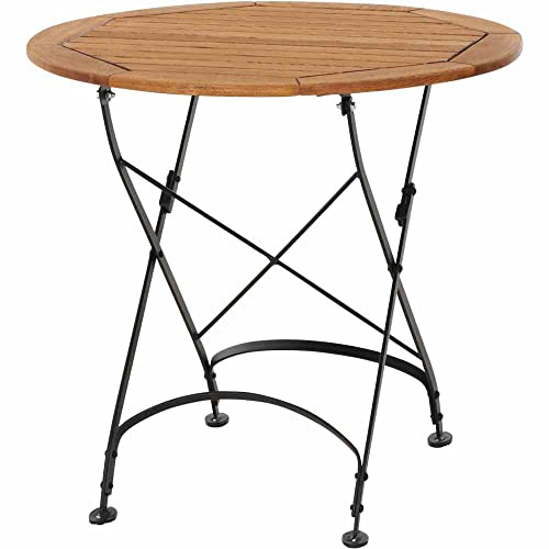 Siena Garden Peru III Klapptisch Ø85cm Gestell Stahl schwarz, Tischplatte aus Robinienholz