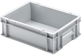PROREGAL Eurobehälter mit geschlossenem Griff | HxBxT 12x30x40cm | 11 Liter | Grau | Eurobox, Transportbox, Transportbehälter, Stapelbehälter