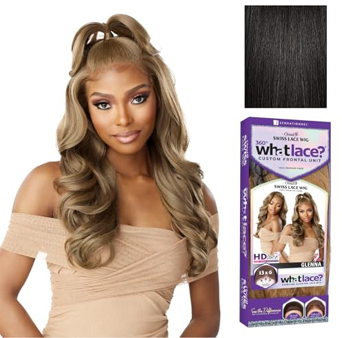 Sensationnel What Lace 13X6 Wigs - Glenna Lacefrontal Hand Tied Glueless Synthetic With Natural Density Preplucked Hairline (1B OFFBLACK)
