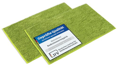 WohnDirect Badematten Set 2 teilig - Grün 50 x 80 cm - rutschfest & Waschbar - Badvorleger, Badezimmerteppich, WC Vorleger