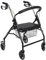 Deambulatore Rollator Pieghevole Ultraleggero con Ruote, Freni, Cestino e Seduta Ergonomica per Anziani, 4 Ruote frenanti, Marchio CE Europeo Nero