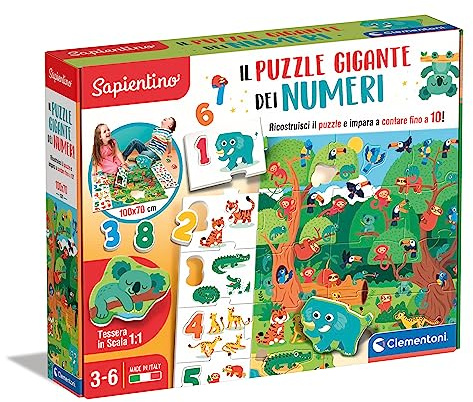 Clementoni - 16652 - Sapientino - Il Puzzle Gigante Dei Numeri - Gioco Educativo Bambini Dai 3 Anni Per Imparare I Numeri, Puzzle Con Tessere Ad Incastro Sagomate (Gioco In Italiano), Made In Italy