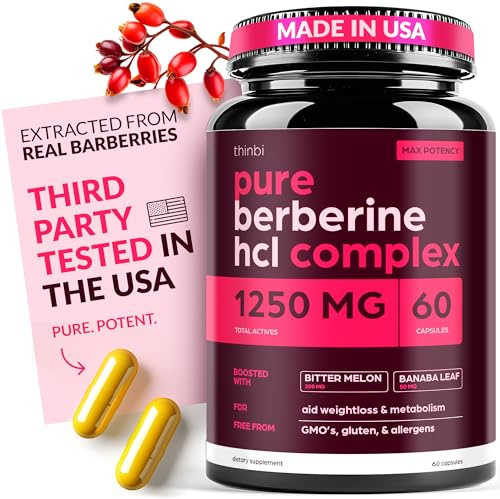 Artnaturals Berberine Supplement Potent Botanical Capsules for Weight Management with Bitter Melon and Banaba Leaf - HCl from Barberry Extract- 30 Servings