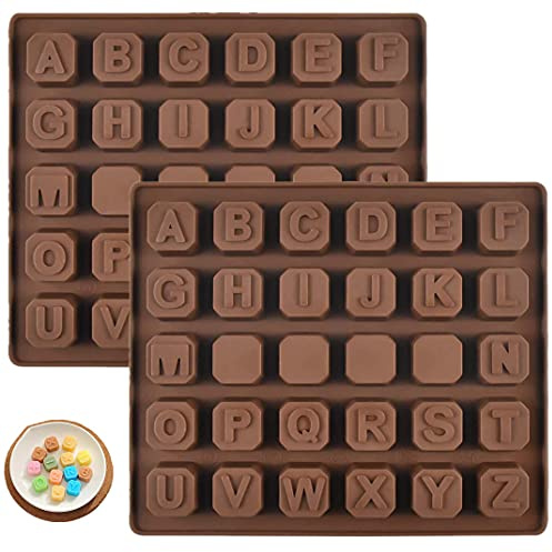 2 Stück 26 Buchstaben Antihaft-Silikon Muffinform Alphabet und Zahlenform DIY Backform Kekse Süßigkeiten Gelee Seife Silikon Fondant Form für die Herstellung von Schokoladenkeksen