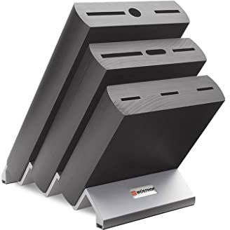 9-fentes Bloc à couteaux Stand | Cendre avec support en aluminium