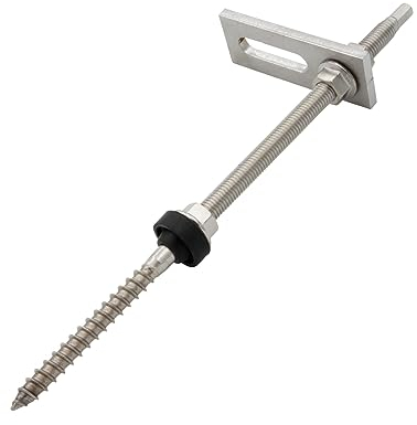 BRESKO Stockschrauben A2 M10 + Adapterplatte und Dichtung Edelstahl Solar PV Höhenverstellbar Photovoltaik Solarmontage Dachhalterung 2 Stück, M10 x 250 mm