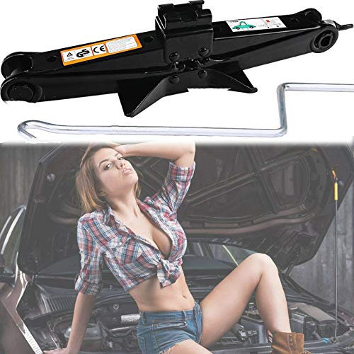 ZanGe Cric à Ciseaux de Voiture Robuste avec poignées à manivelle Rapide, crics à Ciseaux universels en Acier Massif, Conception économe en Main-d'œuvre, s'étend de 90 mm à 360 mm, crics à Ciseaux 2T