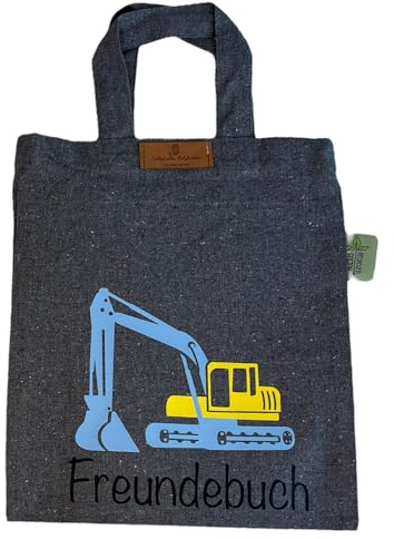 LeMaLuMa | Personalisierte Freundebuchtaschen aus recycelter Baumwolle | Freundebuch Tasche mit Name und Motiv | 22 x 26 cm