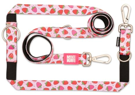 Max & Molly Multifunktions Hundeleine 2m mit 2 Karabinern, Strawberry Dream/S Umhängeleine Gepolstert, Sicher & Flexibel – Komfort für deinen treuen Begleiter