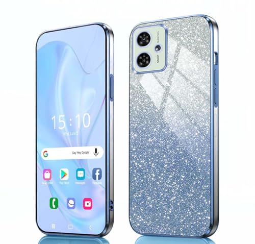 GOKEN Funda para Motorola Moto G54 - Carcasa Antigolpes de Silicona Suave, con Bordes Electroplateados y Tarjeta con Brillo Integrada, Cover Case -Azul Degradado