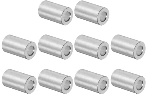 sourcing map 10 Stück Distanzhülse 5x10x20mm Aluminium Abstandshalter Runde | 5x10x20mm(IDxODxL) Unterlegscheiben für M5 Schrauben, Bolzen und Stangen