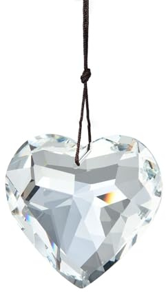 Reflektierender Sonnenfänger mit Herz-Kristallen, zum Aufhängen, mit Kettenanhänger, Ornament für Fenster, Haus, Garten, Party, Hochzeit, Dekoration (weiß)