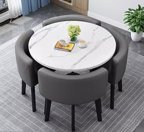 NEPHRA Runder/Quadratischer Esstisch mit 4 Stühlen, Küchentisch, Hölzern Dining Table Set, Essgruppe mit 4 Stühlen für Essgruppe, Küchen, Besprechungstisch, Essgruppe, Küchentisch Klein, Balkone(J-1)