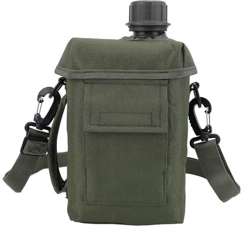 Zunate Borraccia per esterni, 2 l, portatile, con marsupio, multi funzione, in PVC, per campeggio, eccedenze militari o attrezzi da bushcraft (verde OD)