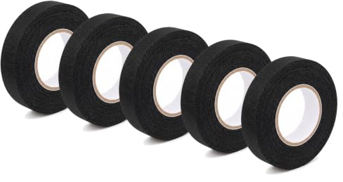 On1shelf Lot de 5 rubans adhésifs en tissu pour faisceau de câbles, 9 mm x 15 m, résistant à la chaleur, idéal pour l'isolation des câbles électriques de voiture et de moto