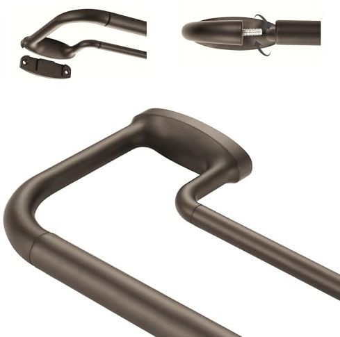 Mayrhyme dubbel gardinstång – omlopp, justerbar (71–142,2 cm), 2,5 cm fram och 1,6 cm bak, med aluminiumändstycken och hållare, mörk brons