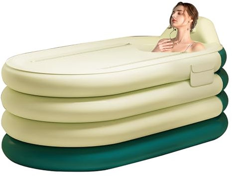 Vasca da bagno gonfiabile con pompa ad aria elettrica, vasca pieghevole per adulti per interni ed esterni, vasca da bagno verde con funzione di scarico rapido