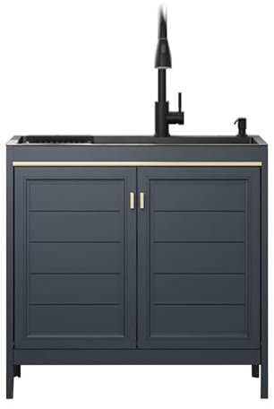 Lavandino Da Esterno In Acciaio Inox,Mobile per Cucina Sottolavabo,Armadietto Sottolavabo con 2 Ante,Mobiletto Lavelli Commerciale Autoportante,Per Garage Ristorante Cantina Lavanderia Interni Esterni