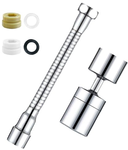 WakiHong 2 Piezas Extensor Grifo Cocina Aireador Grifo Cocina Aireador Grifo Giratorio 360° Atomizador Grifo,Equipado con Junta a Prueba de Fugas,Rosca de Conversión,para Fregaderos y Baños (Plata)