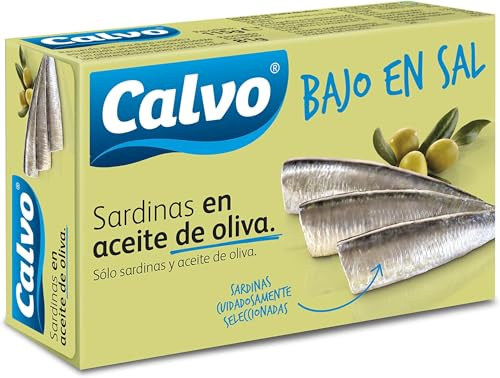 Calvo Sardinas en Aceite de Oliva Baja en Sal 120g (Paquete de 10)