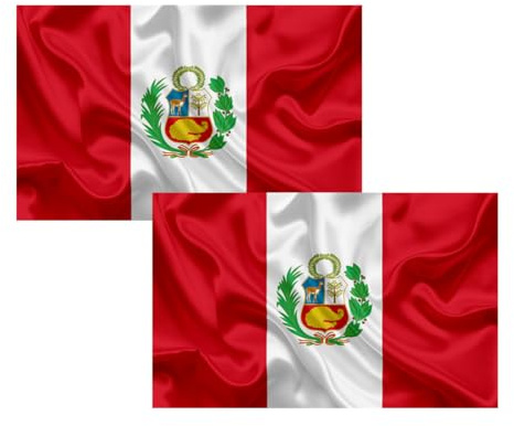 Bandera de [PAIS], Bandera 90cm x 150cm, Grande con Trabilla para Mástil y Cordones para Sujetar, Ligera, para Deportes, Fútbol, Edificios (Perú 2ud)