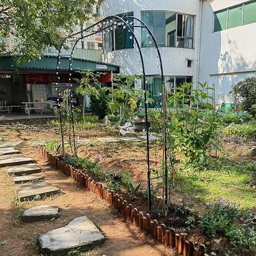 Black Metal Garden Arch for Climbing Plants Trellis Pergola Archway for Weddings Climbing Arbor with Rose Arch and Grapevine Support Outdoor Backyard Decoration 300x220cm