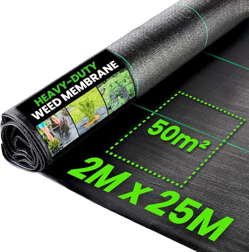 Green Thumbz Heavy Duty Weed Control Fabric – 2m x 25m (100gsm) - Landscape Membrane for Garden, Patios & Flower Beds