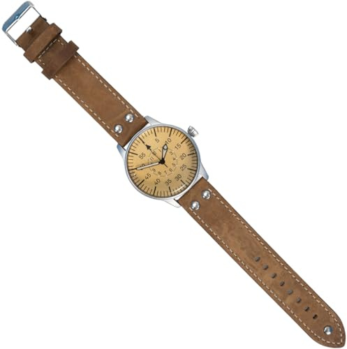 Ailager Reloj de servicio alemán estilo aviador de la Luftwaffe - The Beobachtungsuhr, marrón, marrón, Militar