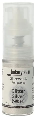 bakeryteam veganes Metallic Dust Silber Pump-Puder ohne Treibmittel für einen gleichmäßigen silbernen Glanz auf allen Backkreationen und anderen Lebensmitteln 5 g