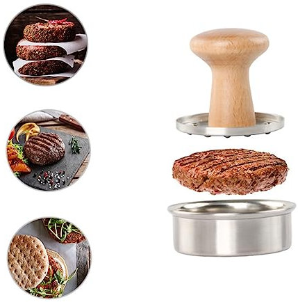 Yardwe Stainless Steel Burger Press Mould Maker for Hamburger Meat Rice Cake Non-stick Surface Easy to Clean