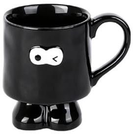 Tasse D'expression En Céramique Grands Yeux D'eau Ménage Grande Capacité Petit Déjeuner Thé Au Lait Bureau À Domicile Café Couple (Noir,398 ml)