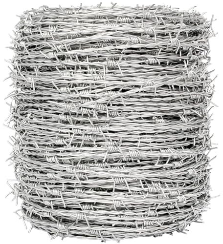 Alambre Espino, 4 Puntas Acero Galvanizado Alambre de Púas, Anti-Robo Alambre de Espino para Manualidades, Cercas y Repelente de Plagas,2.2mm,70m