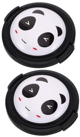 Veemoon 2 Stück 52mm Kameraobjektivdeckel mit Panda Motiv Strukturierte Pinch Design Kunststoff Material Kompatibel mit Kameraobjektiven für Outdoor Fotografie