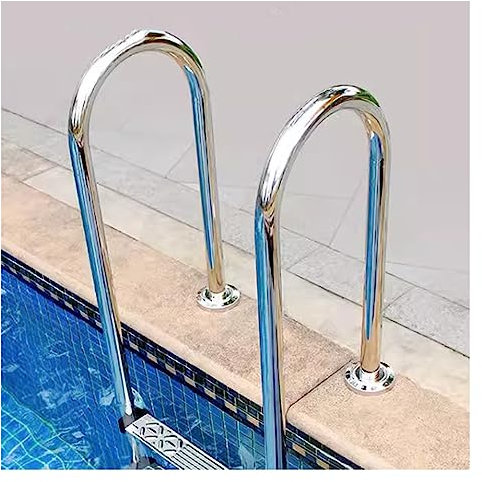 GXXINGIN Scaletta per Piscina Antiscivolo in Acciaio Inox, gradini di Salita Resistenti a 2/3 gradini con corrimano per Uso Interno/Esterno, Durevole e sicura - Argento, Parete Tubolare da 1,0 mm