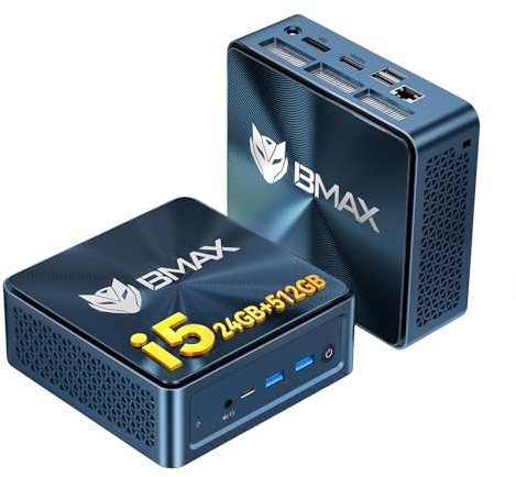 BMAX Mini PC B9Plus, Intel Core i5-1235U (supera AMD 5825U/7530U, fino a 4,4 GHz), 24 GB LPDDR5, 512 GB PCIe 4.0 SSD | Wi-Fi 6, BT | Triplo display 4K@60Hz, HDMI 2.1, USB-C, DP 1.4a | Auto Power on