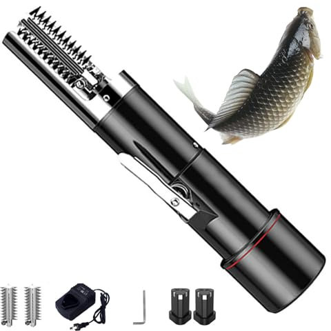 Electric Fish Scaler, Cordless Fish Scales Remover with Replaceable Battery and Cutter Heads, Rechargeable Waterproof Fish Cleaning Tools for Chef and Home Black