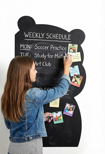 Cartoon-Style Magnetic Wall Chalk Board for Kids - Peel & Stick Magnetic Board for Drawing, Writing & Learning - Chalkboard Wall Sticker for Playrooms, Bedrooms, Classrooms & Homeschool - Bear