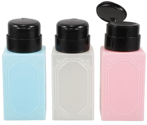 Mikinona 3 pièces Distributeur de Liquide Vide pour Salon de Manucure Pompe Pression Pratique Flacon Doseur pour Dissolvant et Lotion Couleur Assortie pour Usage Professionnel