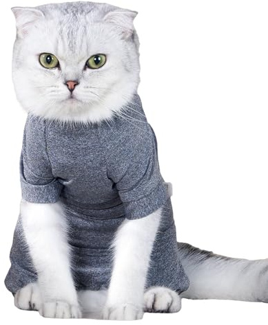 Cnrfeoap Post-chirurgische Katzenkleidung mit 4 Beinen, bequemer, dehnbarer Genesungsanzug für weibliche Lecken, Erholungskleidung